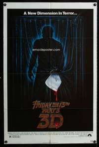 k296 FRIDAY THE 13th 3 - 3D one-sheet movie poster '82 slasher sequel!