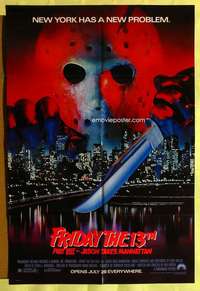 k300 FRIDAY THE 13th 8 advance one-sheet movie poster '89 Jason in New York!