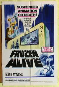 k306 FROZEN ALIVE one-sheet movie poster '66 cool German sci-fi/horror!