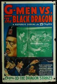 k321 G-MEN VS THE BLACK DRAGON Chap 10 one-sheet movie poster '43 serial!