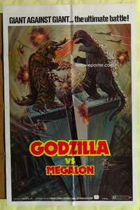 k325 GODZILLA VS MEGALON one-sheet movie poster '76 Toho, science fiction!