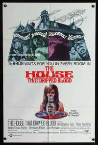 k368 HOUSE THAT DRIPPED BLOOD one-sheet movie poster '71 Christopher Lee