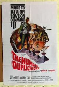 k372 HUMAN DUPLICATORS one-sheet movie poster '64 kill or love on command!