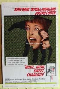 k378 HUSH HUSH SWEET CHARLOTTE one-sheet movie poster '65 Bette Davis