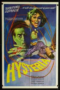 k379 HYSTERIA  1sh movie poster '65 Robert Webber, Hammer horror!