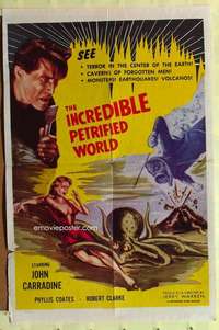 k385 INCREDIBLE PETRIFIED WORLD one-sheet movie poster '59 sexy Coates!