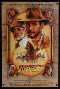 k388 INDIANA JONES & THE LAST CRUSADE advance one-sheet movie poster '89 Ford