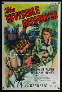 k393 INVISIBLE INFORMER one-sheet movie poster '46 insurance fraud!