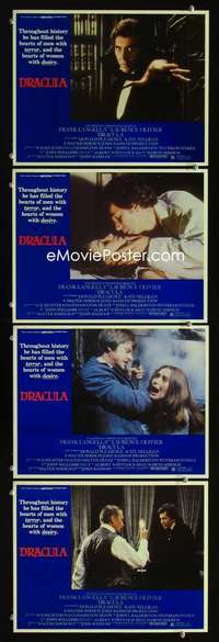 h565 DRACULA 4 movie lobby cards '79 vampire Frank Langella!