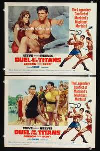 h637 DUEL OF THE TITANS 2 movie lobby cards '63 Hercules vs Tarzan!