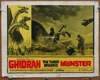 h366 GHIDRAH THE THREE HEADED MONSTER movie lobby card #6 '65 Toho