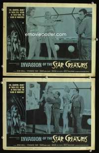 h644 INVASION OF THE STAR CREATURES 2 movie lobby cards '62 sexy aliens!