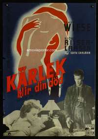 t140 DODEN ER ET KJAERTEGN Swedish movie poster '49 Holmstrom art!