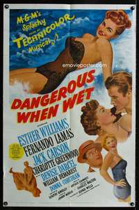 w226 DANGEROUS WHEN WET one-sheet movie poster '53 sexy Esther Williams!