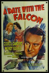 w231 DATE WITH THE FALCON one-sheet movie poster '41 George Sanders, Barrie