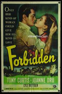 w339 FORBIDDEN one-sheet movie poster '54 Tony Curtis, Joanne Dru