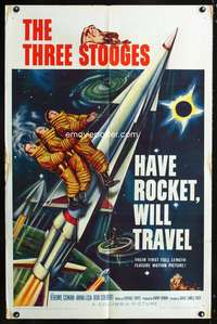 w409 HAVE ROCKET WILL TRAVEL one-sheet movie poster '59 The Three Stooges!