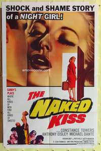 w597 NAKED KISS one-sheet movie poster '64 Sam Fuller, bad girl Towers!