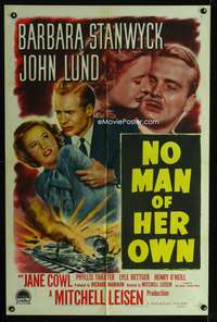 w609 NO MAN OF HER OWN one-sheet movie poster '50 Stanwyck