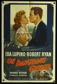 w623 ON DANGEROUS GROUND one-sheet movie poster '51 Nicholas Ray, Lupino