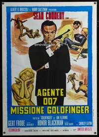 z483 GOLDFINGER Italian one-panel movie poster R70s Connery as James Bond!