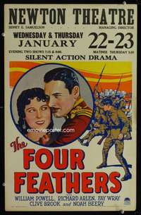 z161 FOUR FEATHERS window card movie poster '29 William Powell, Fay Wray