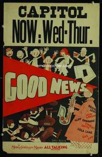 z166 GOOD NEWS window card movie poster '30 great John Held Jr. artwork!