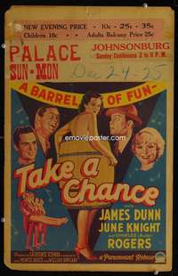 z333 TAKE A CHANCE window card movie poster '33 Buddy Rogers, sexy Knight!