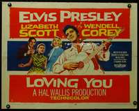 c275 LOVING YOU style A half-sheet movie poster '57 Elvis Presley,Liz Scott