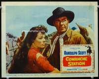 s312 COMANCHE STATION movie lobby card #2 '60Randolph Scott & sexy gal