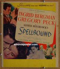 y218 SPELLBOUND movie window card '45 Alfred Hitchcock, Peck