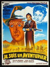 a351 FAR COUNTRY French 23x32 movie poster '55 Stewart, Belinsky art!