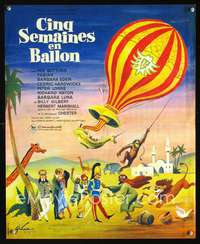 a311 FIVE WEEKS IN A BALLOON French 15x21 movie poster '64 Grinsson