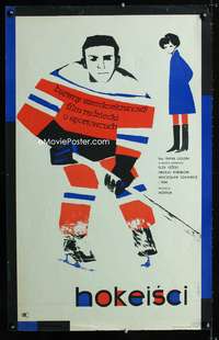 a198 HOCKEY PLAYERS Polish 22x35 movie poster '64 Ewa Frysztak art!