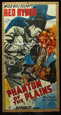 c331 PHANTOM OF THE PLAINS three-sheet movie poster '45 Elliot as Red Ryder!