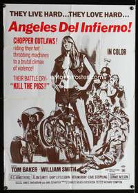 d156 ANGELS DIE HARD Spanish/U.S. Thirty by Forty movie poster '70 brutal climax!