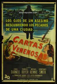 d164 13th LETTER Argentinean movie poster '51 Otto Preminger, Darnell