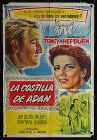 d169 ADAM'S RIB Argentinean movie poster R50s art of lawyers Spencer Tracy & Katharine Hepburn!