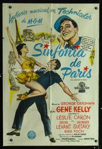 d173 AMERICAN IN PARIS Argentinean movie poster '51 Gene Kelly