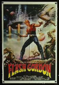 d198 FLASH GORDON Argentinean movie poster '80 great Casaro art!