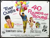 d111 40 POUNDS OF TROUBLE British quad movie poster '63 Tony Curtis