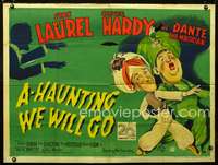 d112 A-HAUNTING WE WILL GO British quad movie poster '42Laurel&Hardy