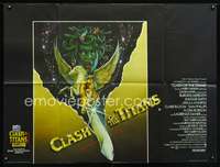 d119 CLASH OF THE TITANS British quad movie poster '81 Huyssen art!