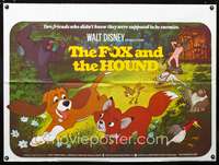 d123 FOX & THE HOUND British quad movie poster '81 Disney animals!