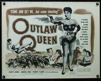 e452 OUTLAW QUEEN half-sheet movie poster '57 sexy Andrea King w/gun!