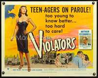 e634 VIOLATORS half-sheet movie poster '57 sexy bad teenager on parole!