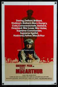 h412 MacARTHUR one-sheet movie poster '77 daring General Gregory Peck!