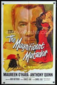 h421 MAGNIFICENT MATADOR one-sheet movie poster '55Boetticher,bullfighting!