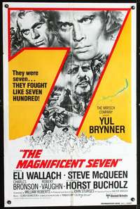 h422 MAGNIFICENT SEVEN int'l one-sheet movie poster R80 Yul Brynner, McQueen