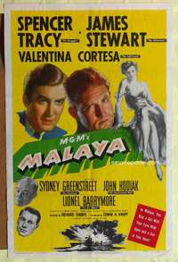 h427 MALAYA one-sheet movie poster '49 James Stewart, Spencer Tracy